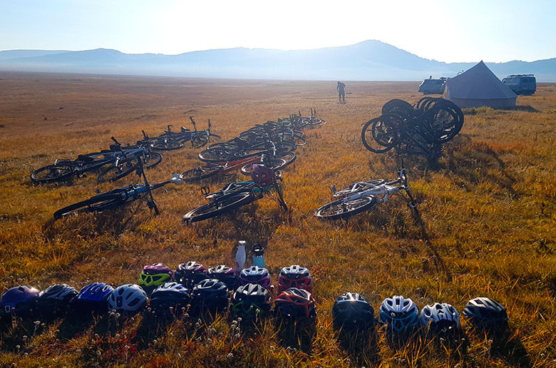 Camping in Mongolian grassland
